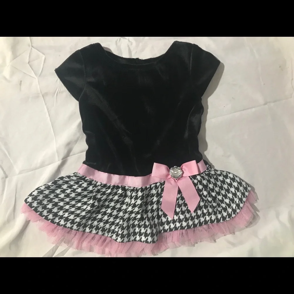 Youngland Dress & Matching Jacket 12M Black White Pink Bling Tulle Ribbon